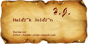 Halák Jolán névjegykártya